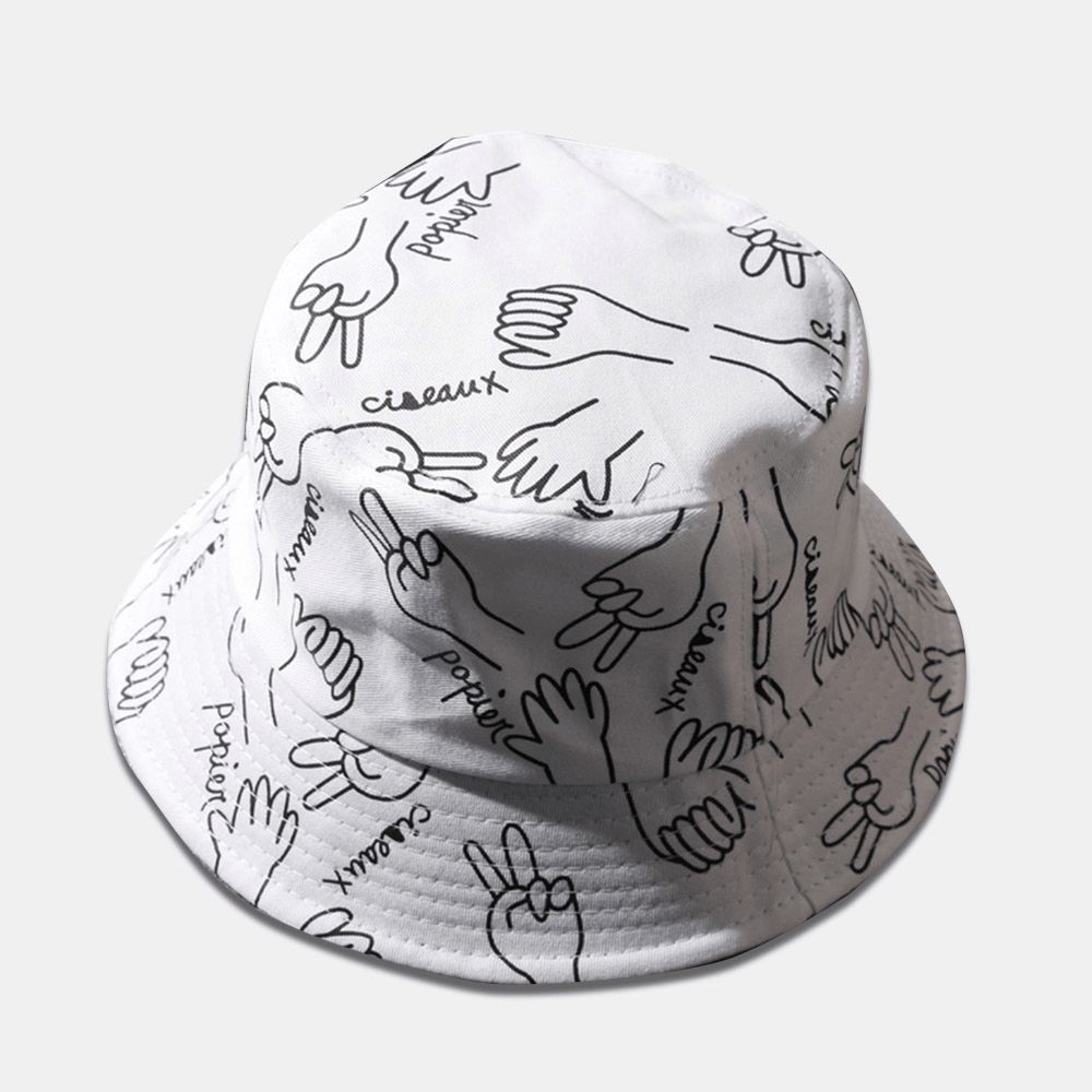 Unisex Baumwolle Buchstaben Strichzeichnung Gesten Graffiti Fashion Sunshade Bucket Hat