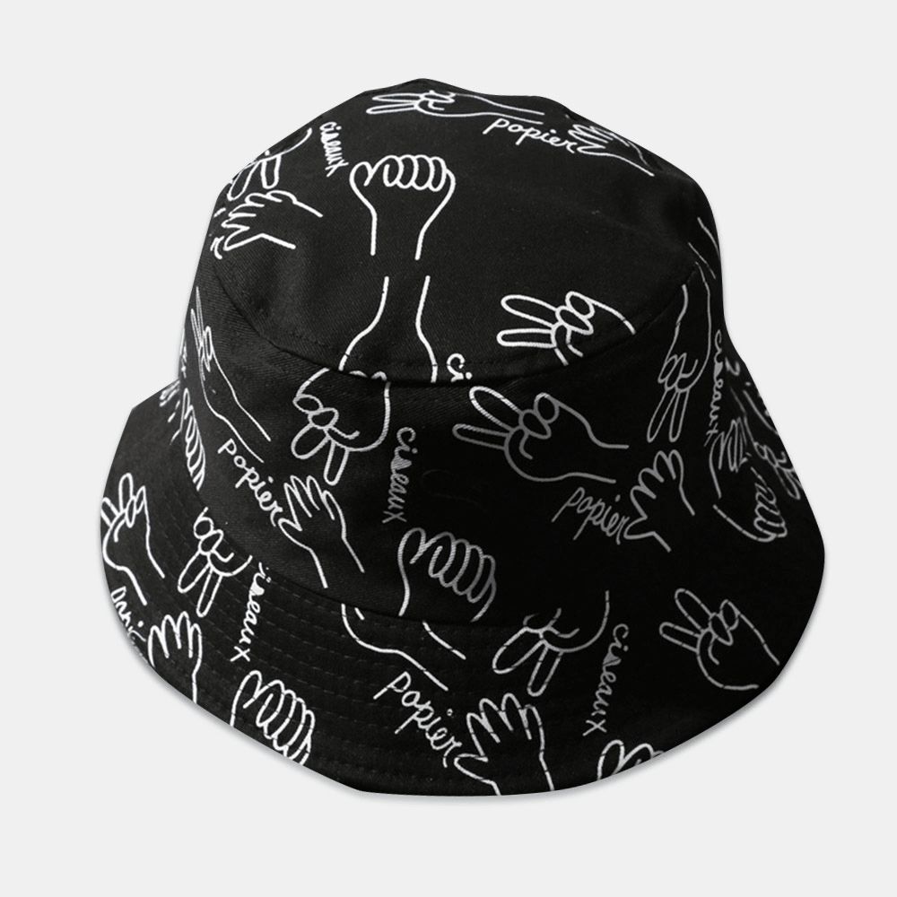 Unisex Baumwolle Buchstaben Strichzeichnung Gesten Graffiti Fashion Sunshade Bucket Hat