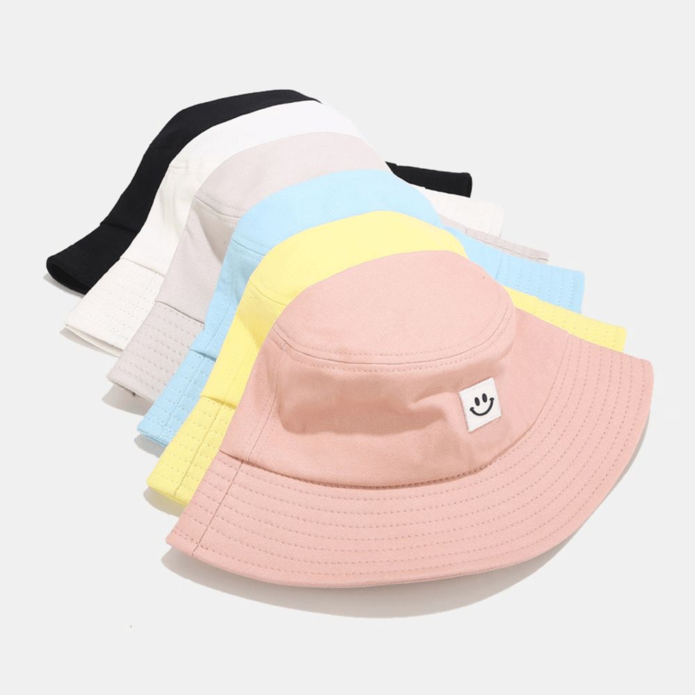 Unisex-Lächeln-Muster-Flecken-Sonnenhut Mit Breiter Krempe All-Match Outdoor Casual Sunshade Bucket Hat