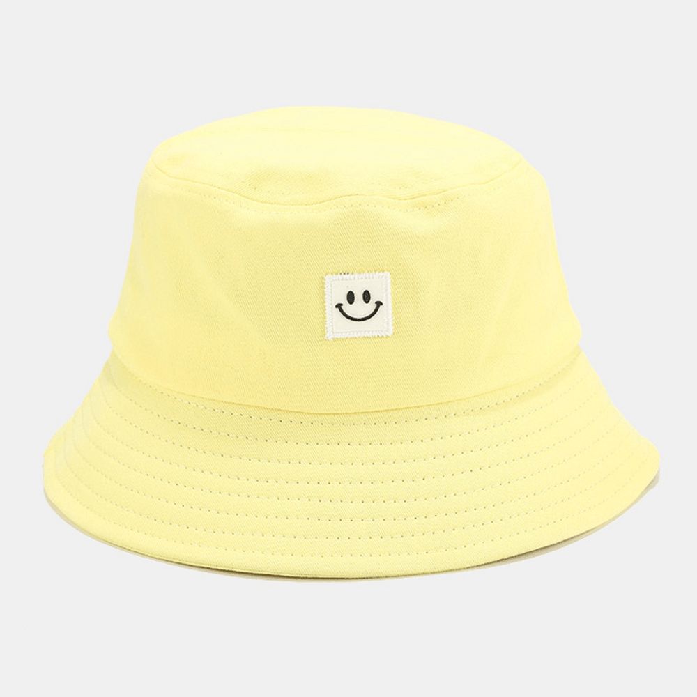 Unisex-Lächeln-Muster-Flecken-Sonnenhut Mit Breiter Krempe All-Match Outdoor Casual Sunshade Bucket Hat