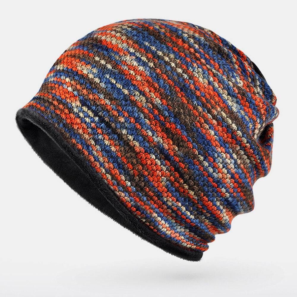 Unisex Plus Samt Warme Dicke Outdoor Mischfarbe Lässige Persönlichkeit Brimless Beanie