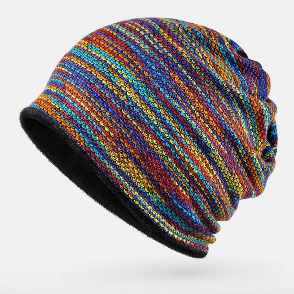 Unisex Plus Samt Warme Dicke Outdoor Mischfarbe Lässige Persönlichkeit Brimless Beanie