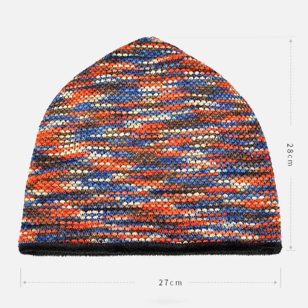 Unisex Plus Samt Warme Dicke Outdoor Mischfarbe Lässige Persönlichkeit Brimless Beanie