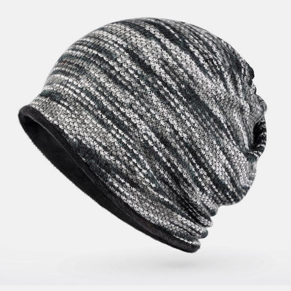 Unisex Plus Samt Warme Dicke Outdoor Mischfarbe Lässige Persönlichkeit Brimless Beanie