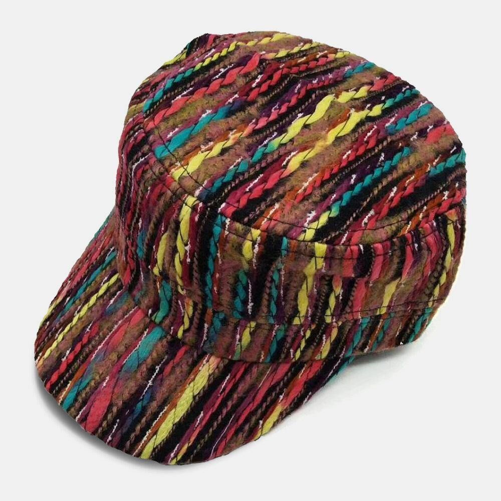 Unisex Woolen Rainbow Color Mixed Color Ethnic Style Lässige Sonnenblende Baseballmütze