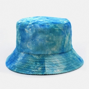 Unsiex Doppelseitiger Tie-Dye Cord Und Baumwolle Warmer Weicher Outdoor Casual All-Match Bucket Hat