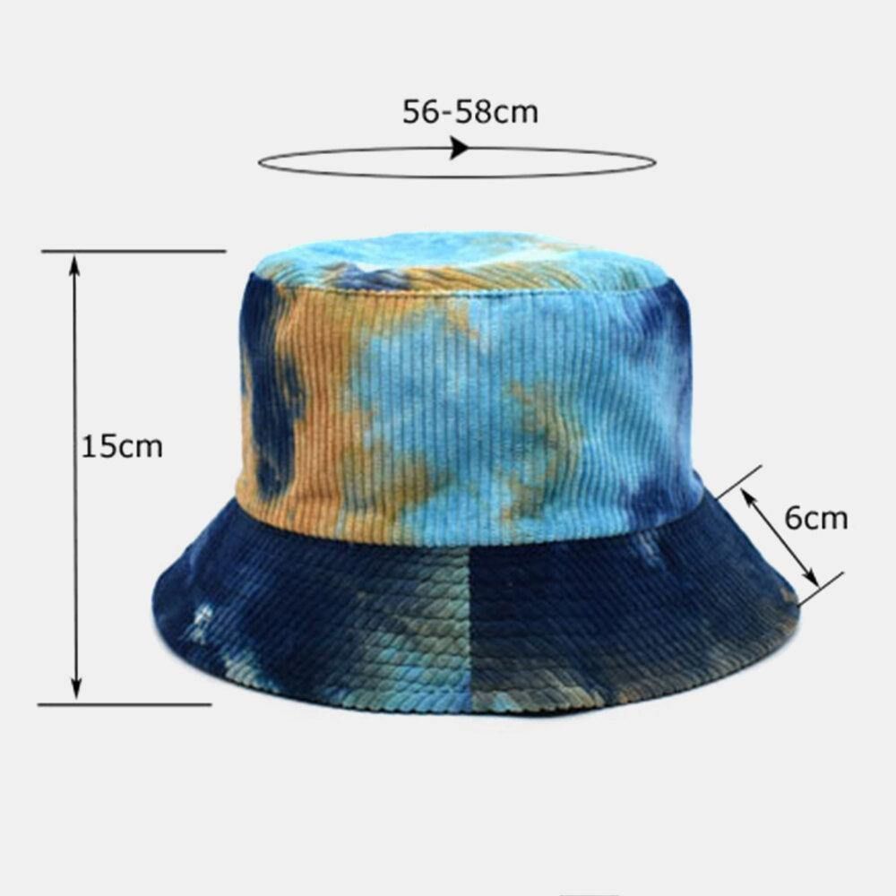 Unsiex Doppelseitiger Tie-Dye Cord Und Baumwolle Warmer Weicher Outdoor Casual All-Match Bucket Hat