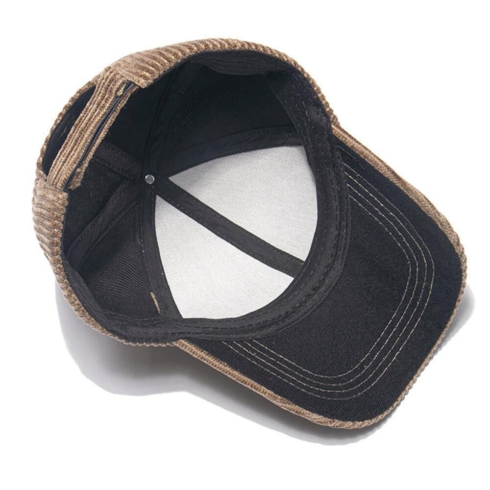 Womne Corduroy Warm M Badge Sunvisor All-Match Lässige Baseballmütze