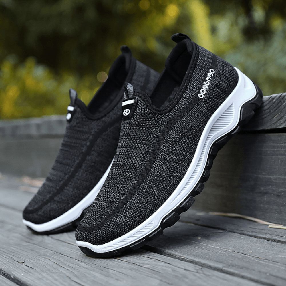 Atmungsaktive Wanderschuhe Aus Gestricktem Stoff Für Herren Weicher Slip-On Lässige Turnschuhe