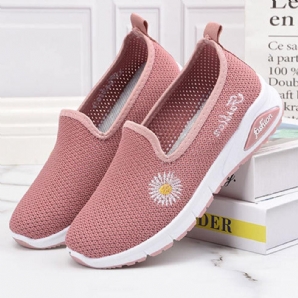 Damen Daisy Decor Mesh Bequeme Atmungsaktive Lässige Slip-On-Sneakers