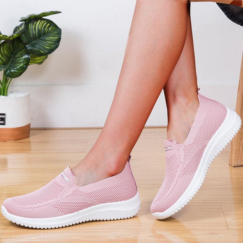 Damen Mesh Closed Toe Lazy Slip On Lässige Wanderschuhe