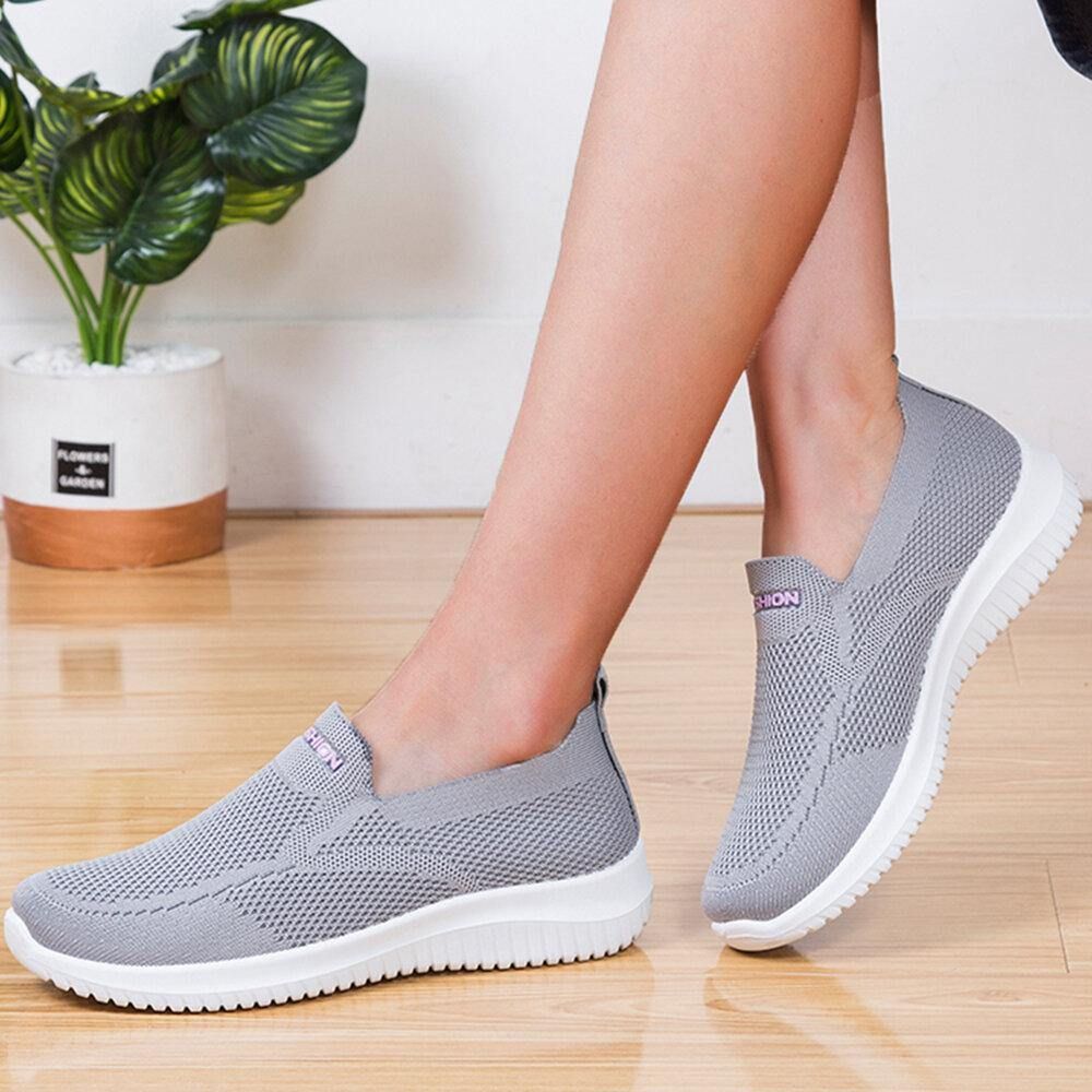 Damen Mesh Closed Toe Lazy Slip On Lässige Wanderschuhe