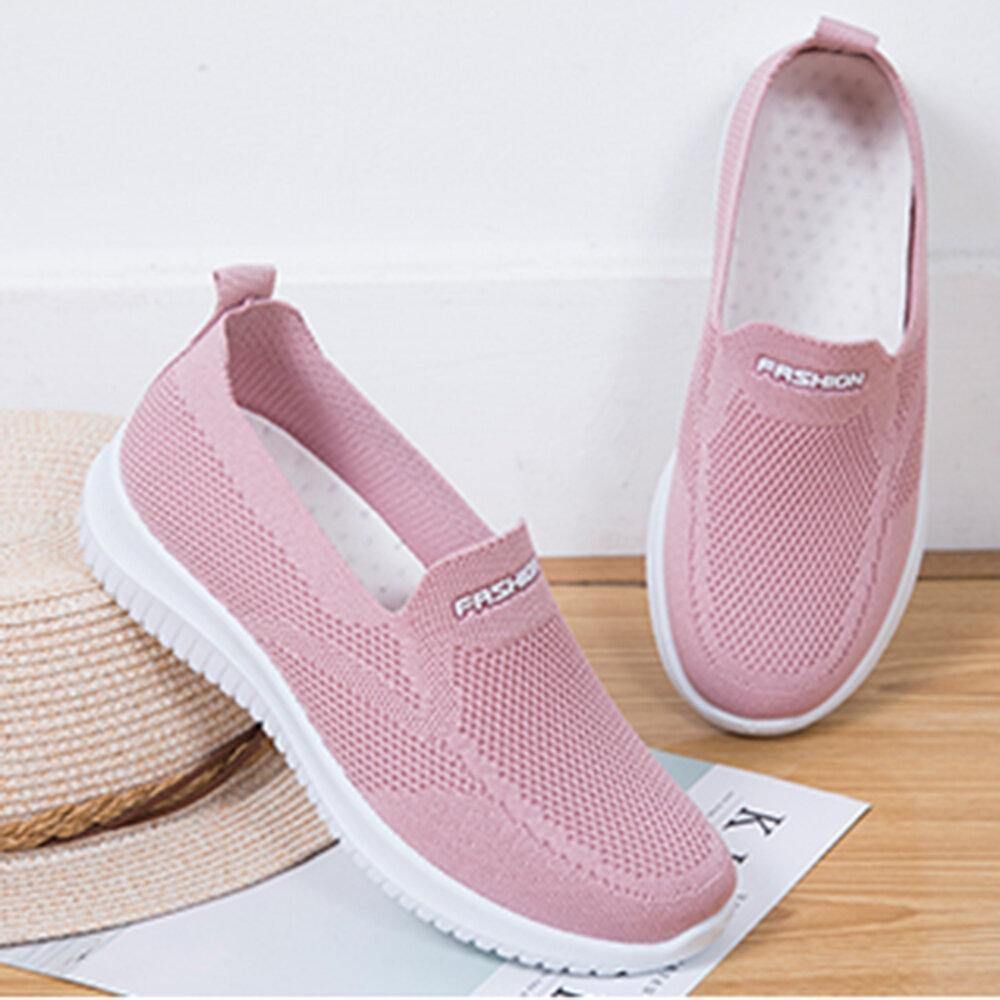 Damen Mesh Closed Toe Lazy Slip On Lässige Wanderschuhe