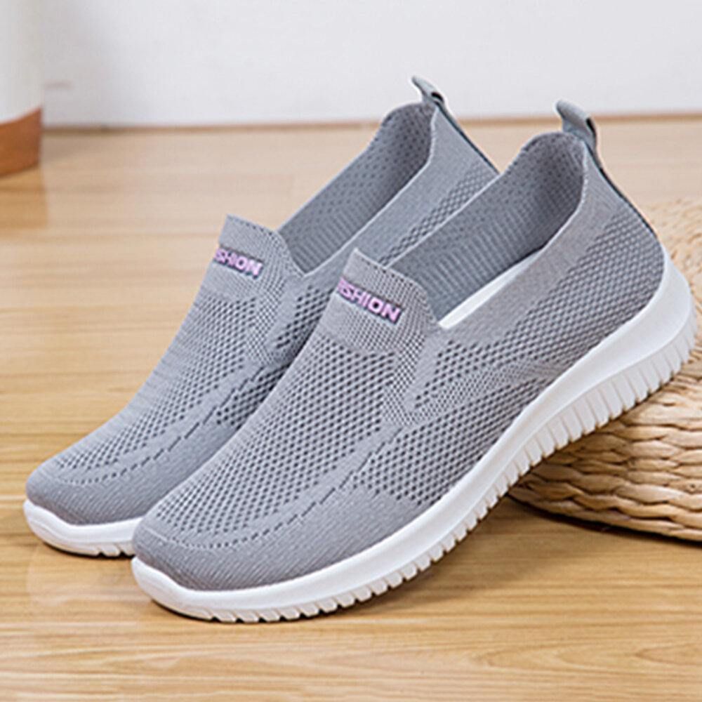 Damen Mesh Closed Toe Lazy Slip On Lässige Wanderschuhe