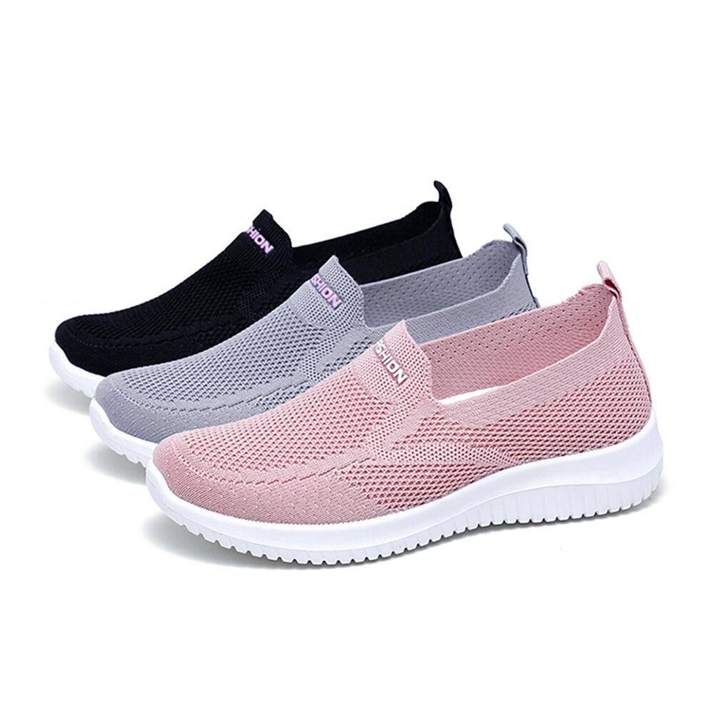 Damen Mesh Closed Toe Lazy Slip On Lässige Wanderschuhe