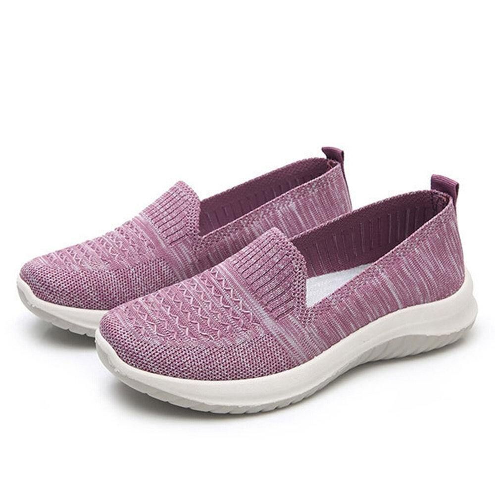 Damen Mesh Slip On Sport Soft Sole Lässige Flache Schuhe