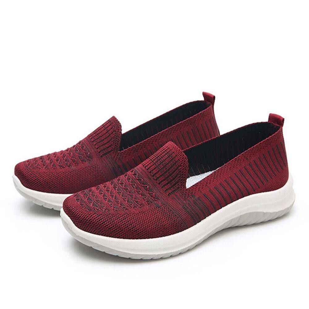 Damen Mesh Slip On Sport Soft Sole Lässige Flache Schuhe