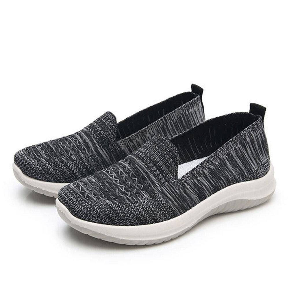 Damen Mesh Slip On Sport Soft Sole Lässige Flache Schuhe