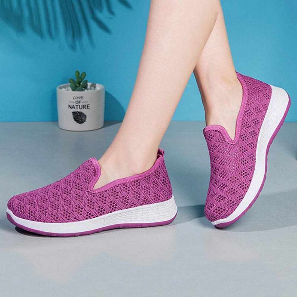 Frauen Aushöhlen Mesh Lazy Slip On Wanderschuhe