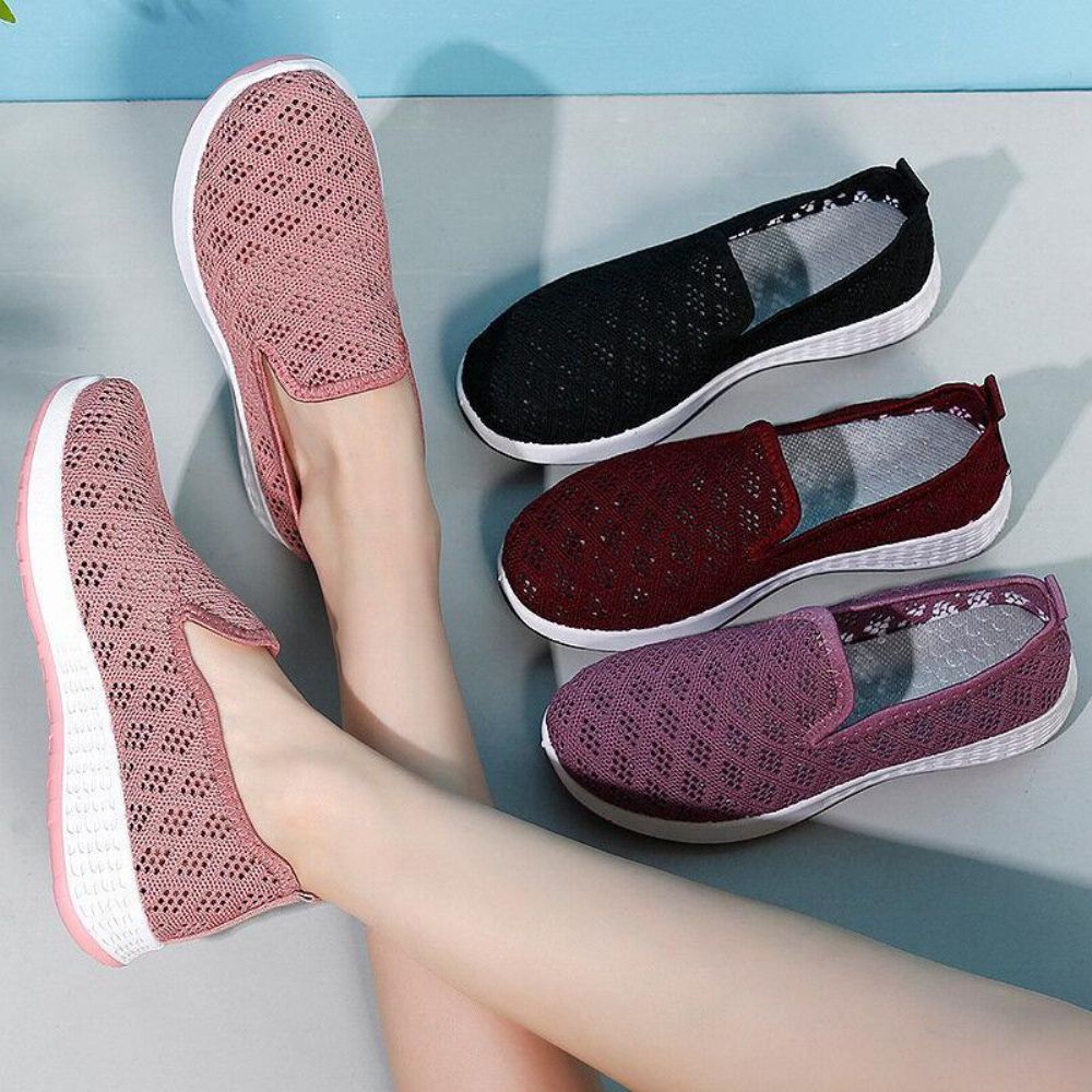 Frauen Aushöhlen Mesh Lazy Slip On Wanderschuhe