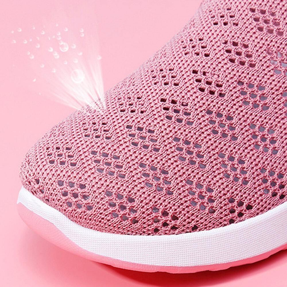 Frauen Aushöhlen Mesh Lazy Slip On Wanderschuhe