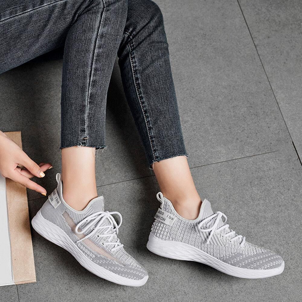 Große Damen-Trainer Atmungsaktive Mesh-Schnürschuhe