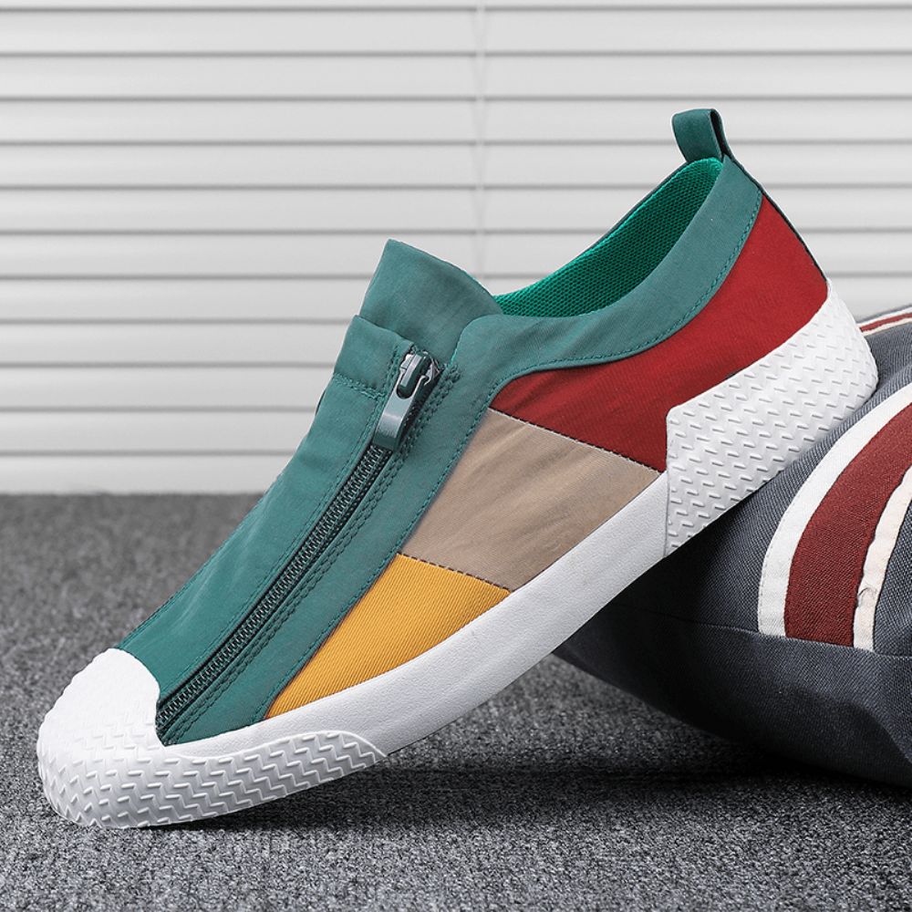 Herren Colorblock Bequemer Atmungsaktiver Reißverschluss Casual Canvas Sneakers