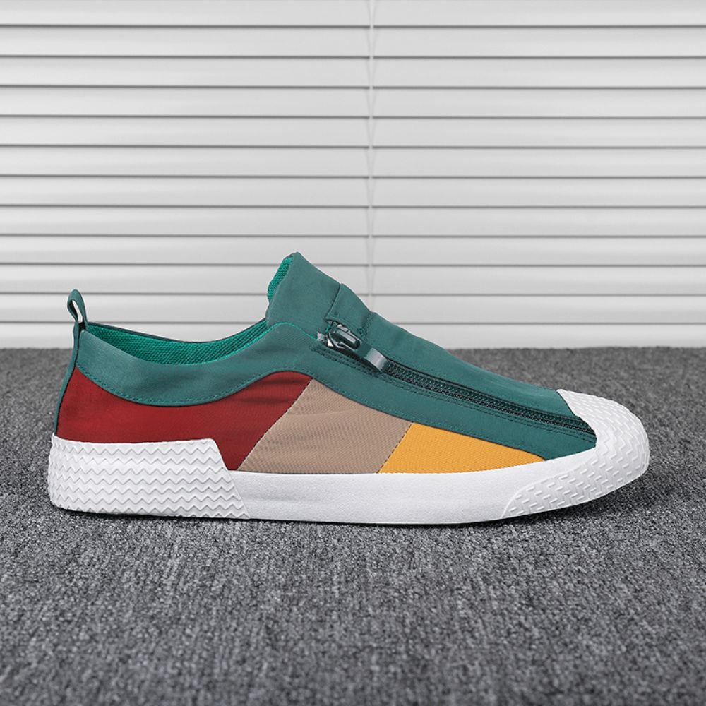 Herren Colorblock Bequemer Atmungsaktiver Reißverschluss Casual Canvas Sneakers