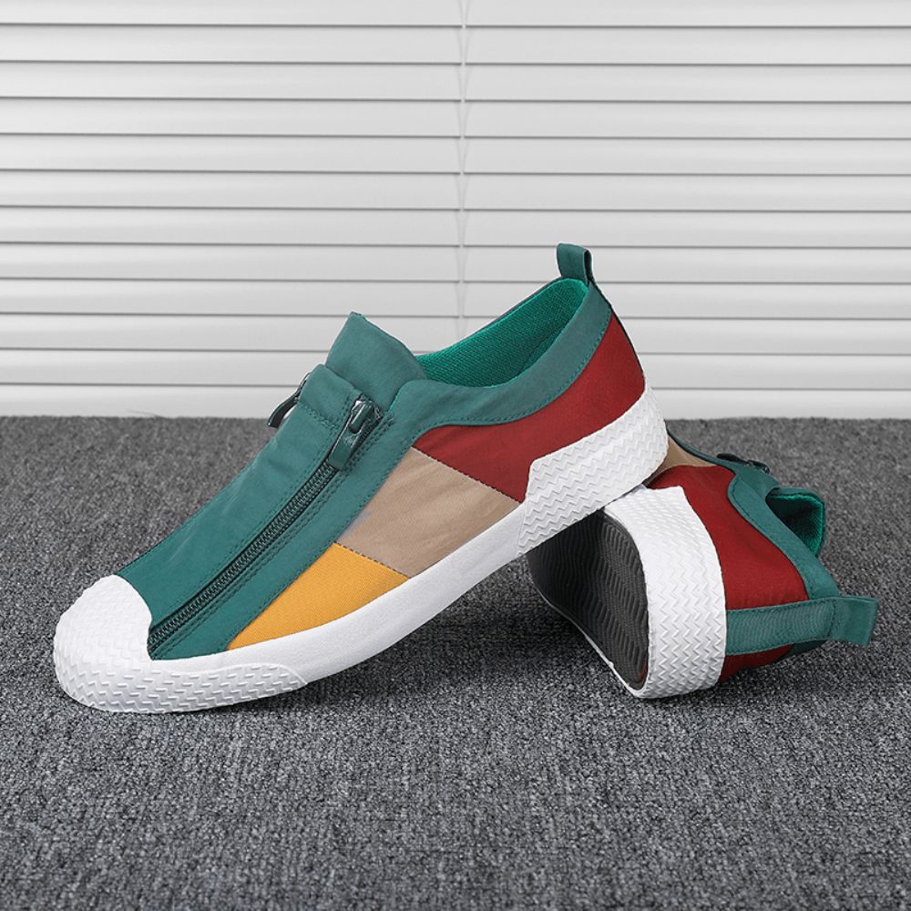 Herren Colorblock Bequemer Atmungsaktiver Reißverschluss Casual Canvas Sneakers