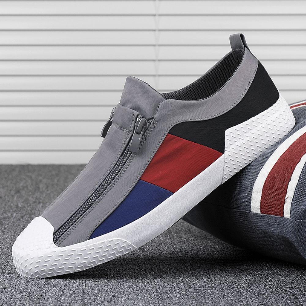 Herren Colorblock Bequemer Atmungsaktiver Reißverschluss Casual Canvas Sneakers