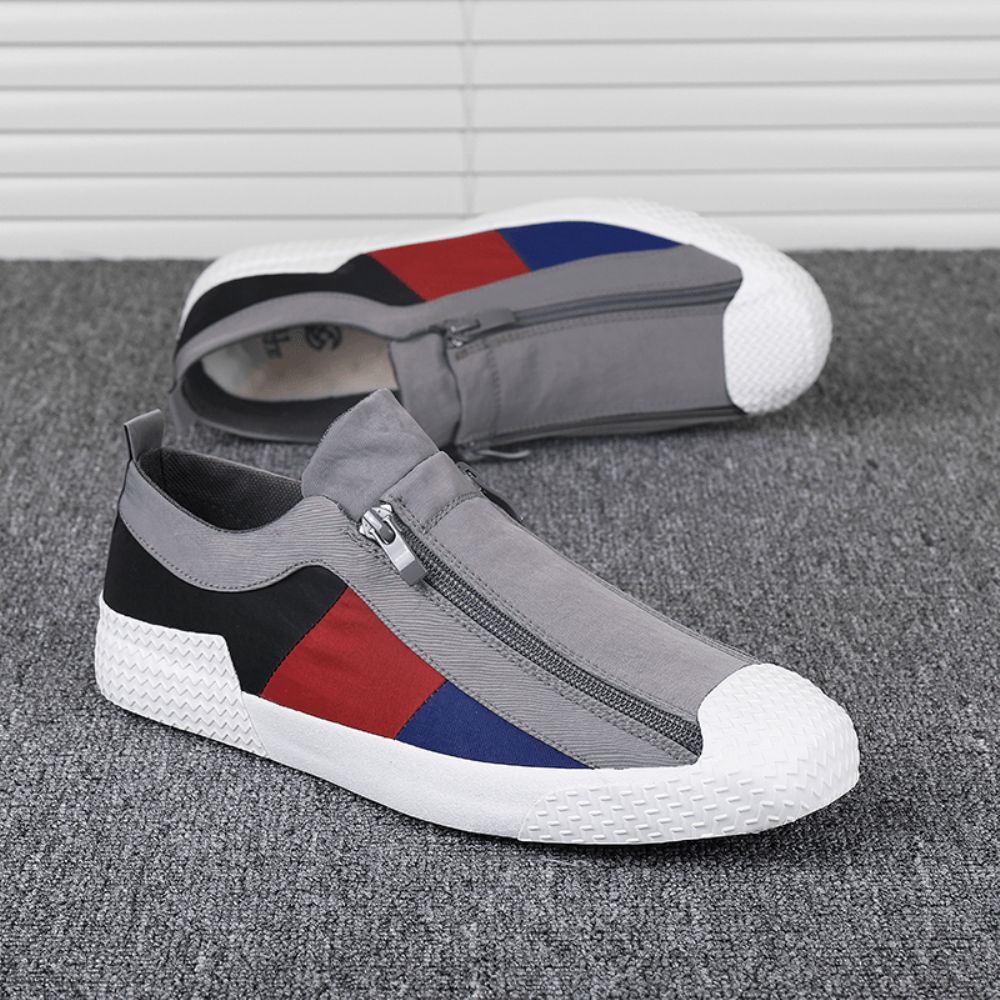 Herren Colorblock Bequemer Atmungsaktiver Reißverschluss Casual Canvas Sneakers