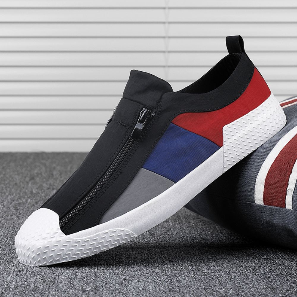 Herren Colorblock Bequemer Atmungsaktiver Reißverschluss Casual Canvas Sneakers