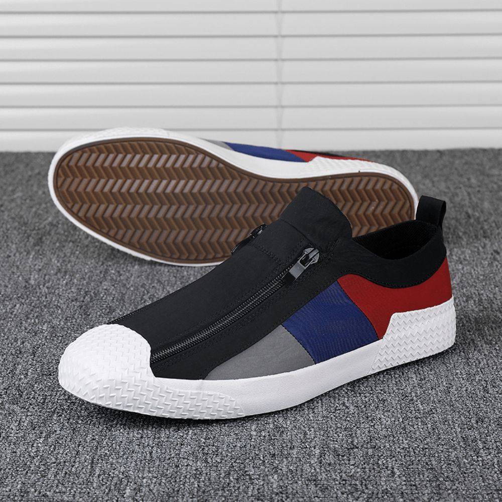 Herren Colorblock Bequemer Atmungsaktiver Reißverschluss Casual Canvas Sneakers