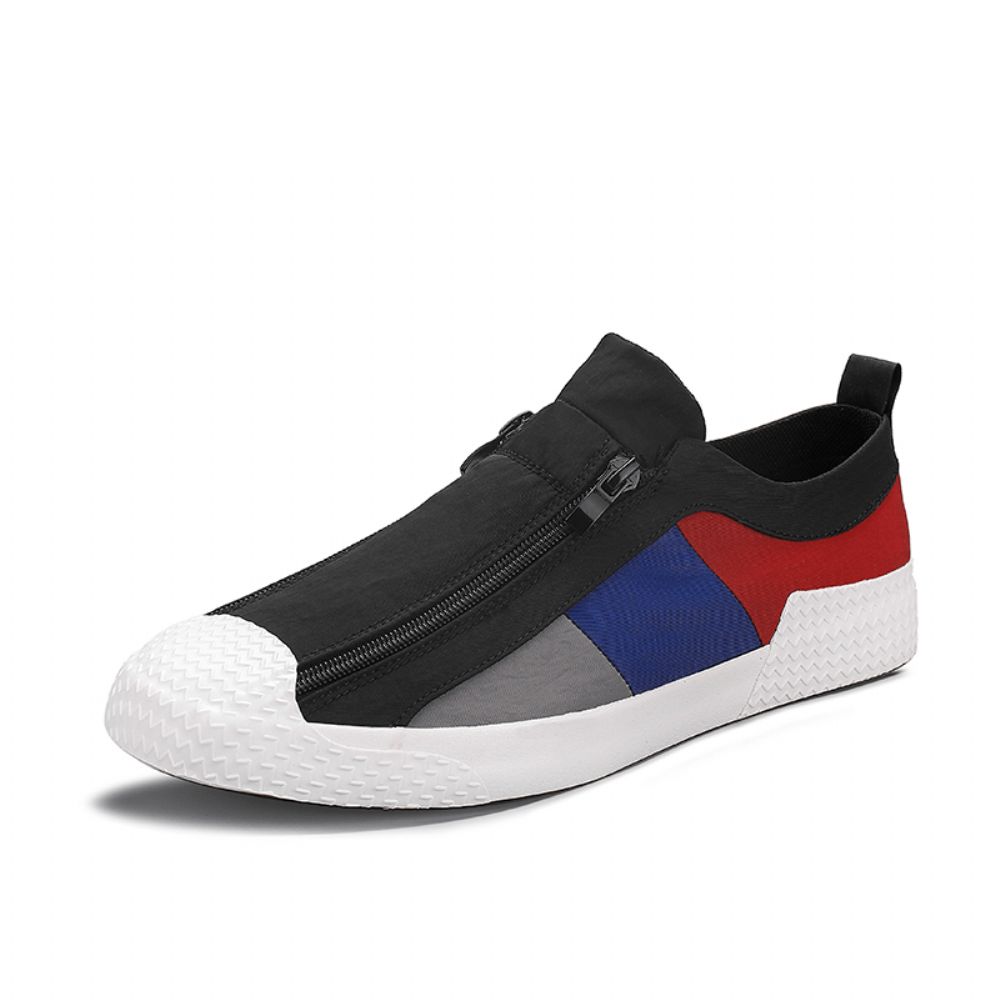 Herren Colorblock Bequemer Atmungsaktiver Reißverschluss Casual Canvas Sneakers