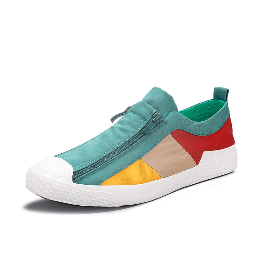 Herren Colorblock Bequemer Atmungsaktiver Reißverschluss Casual Canvas Sneakers