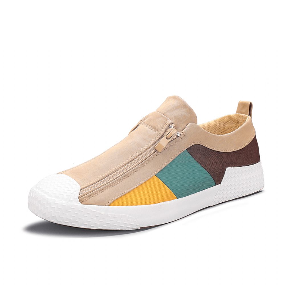 Herren Colorblock Bequemer Atmungsaktiver Reißverschluss Casual Canvas Sneakers