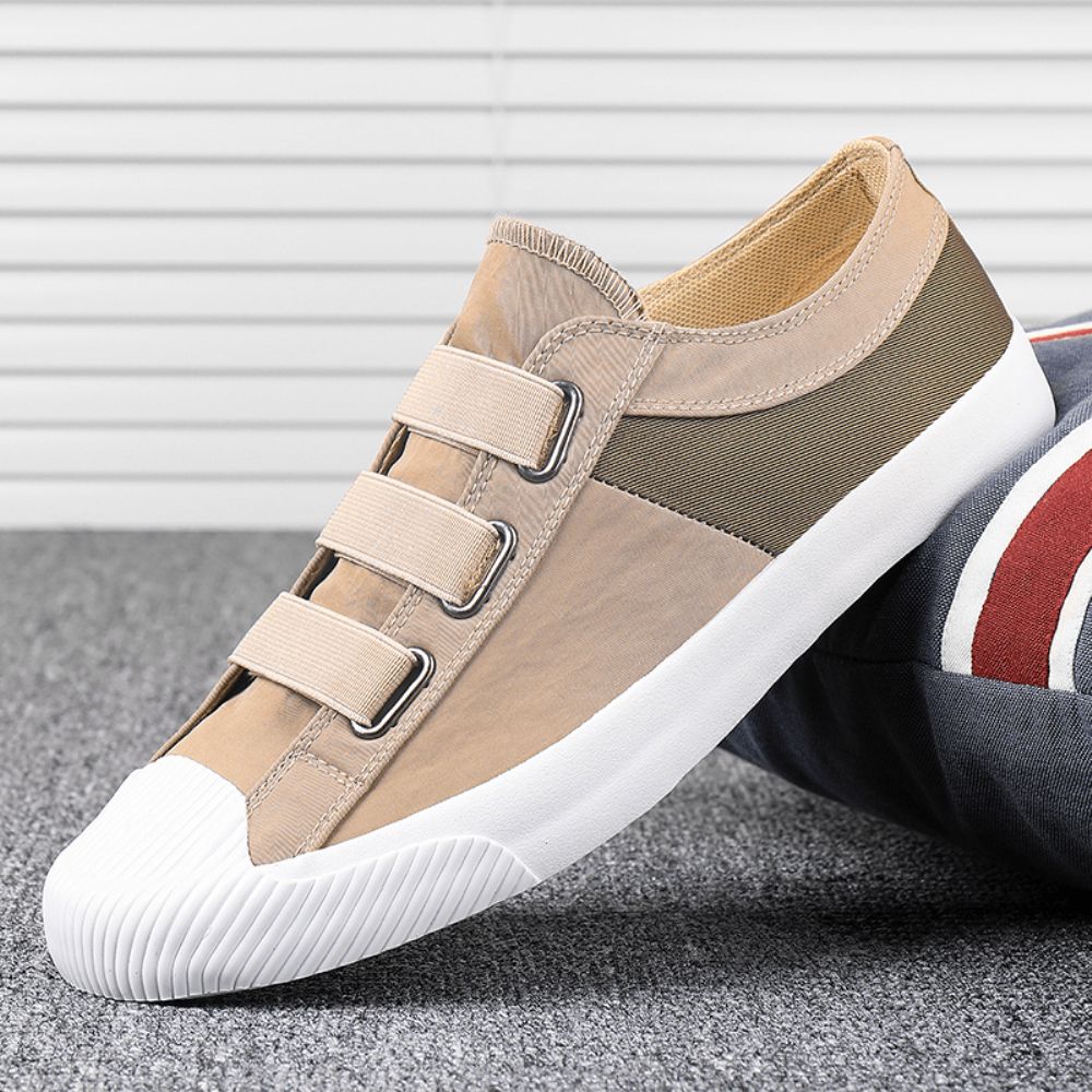 Herren Colorblock Bequemes Atmungsaktives Elastikband Zum Hineinschlüpfen Lässige Tägliche Canvas-Sneakers