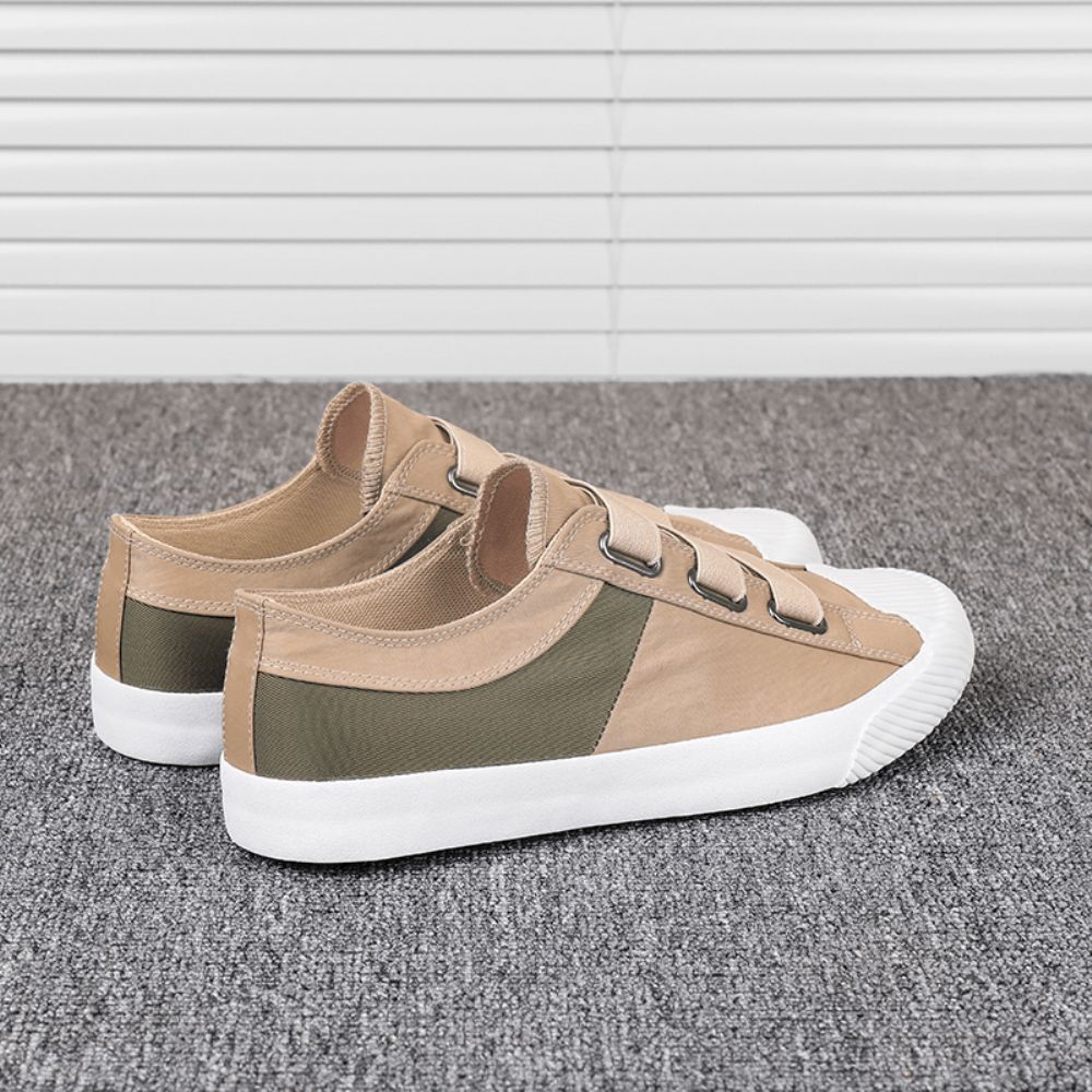 Herren Colorblock Bequemes Atmungsaktives Elastikband Zum Hineinschlüpfen Lässige Tägliche Canvas-Sneakers