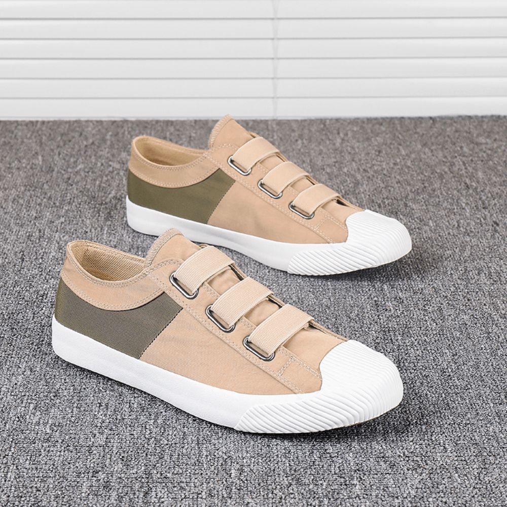 Herren Colorblock Bequemes Atmungsaktives Elastikband Zum Hineinschlüpfen Lässige Tägliche Canvas-Sneakers