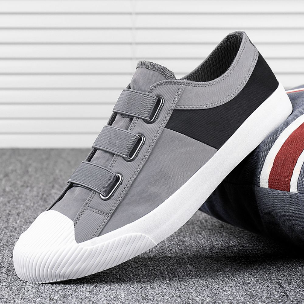 Herren Colorblock Bequemes Atmungsaktives Elastikband Zum Hineinschlüpfen Lässige Tägliche Canvas-Sneakers