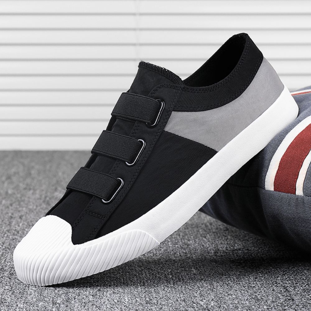 Herren Colorblock Bequemes Atmungsaktives Elastikband Zum Hineinschlüpfen Lässige Tägliche Canvas-Sneakers