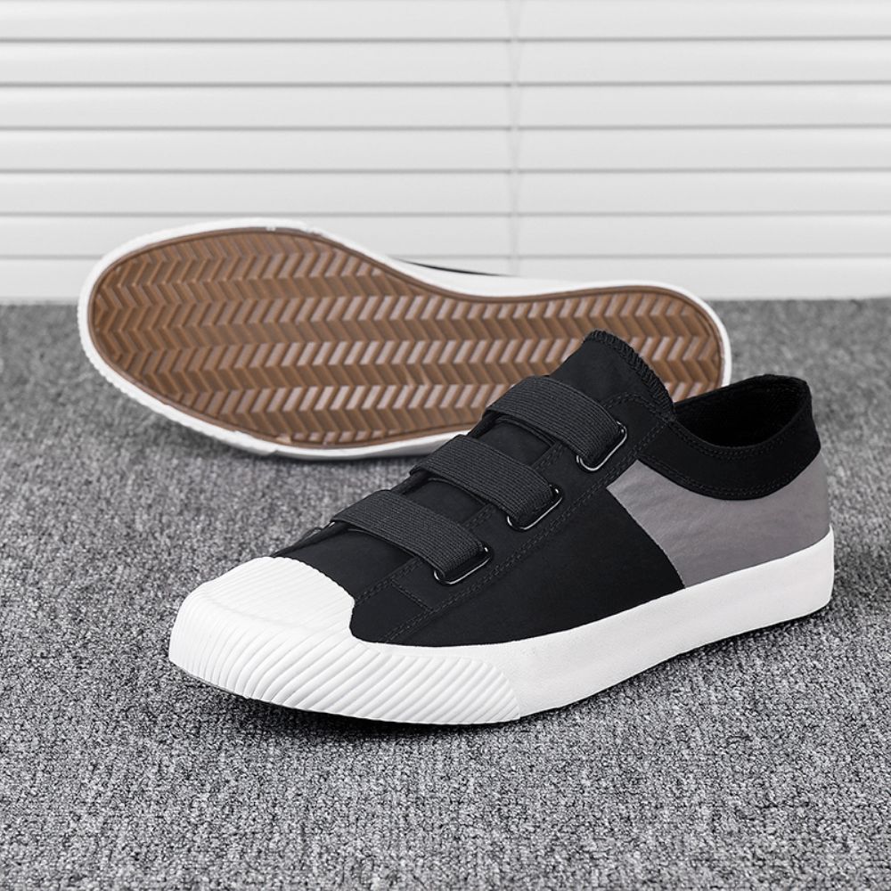 Herren Colorblock Bequemes Atmungsaktives Elastikband Zum Hineinschlüpfen Lässige Tägliche Canvas-Sneakers