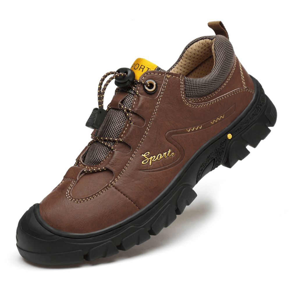 Herren Echtes Leder Rutschfeste Elastische Spitze Lässige Outdoor-Wanderschuhe