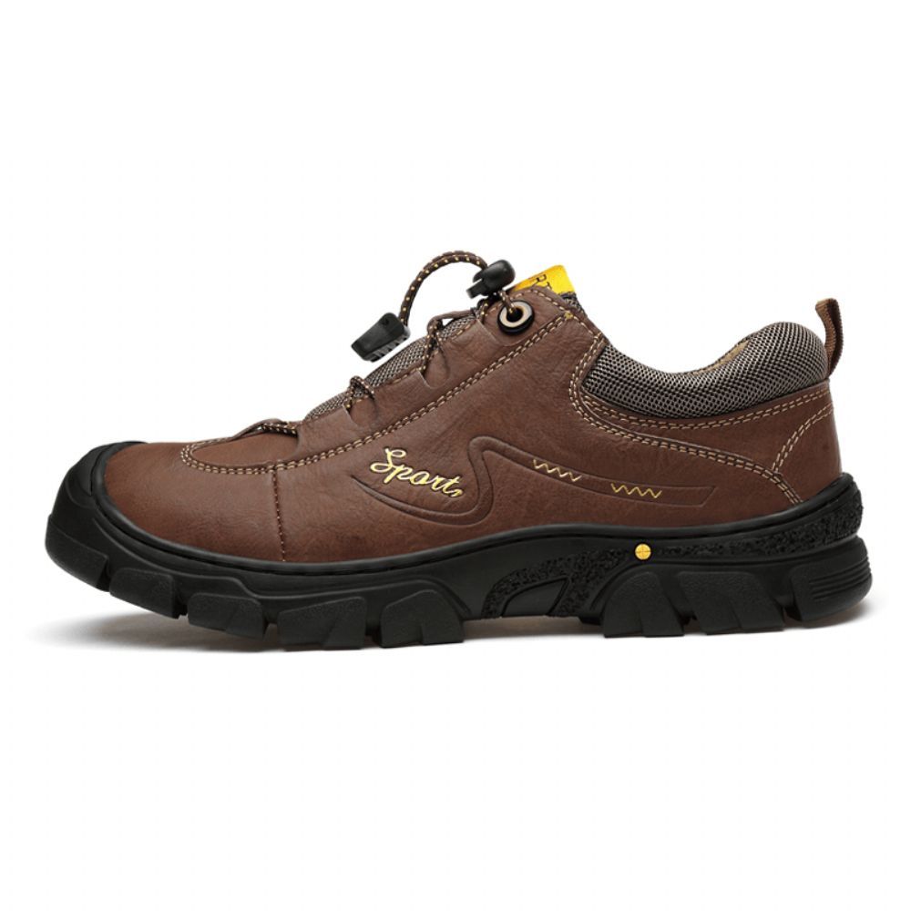 Herren Echtes Leder Rutschfeste Elastische Spitze Lässige Outdoor-Wanderschuhe