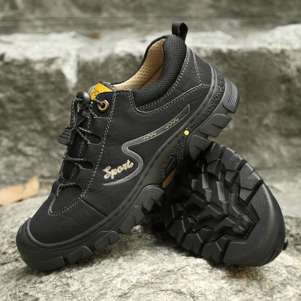 Herren Echtes Leder Rutschfeste Elastische Spitze Lässige Outdoor-Wanderschuhe