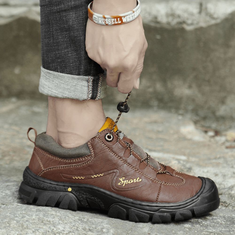 Herren Echtes Leder Rutschfeste Elastische Spitze Lässige Outdoor-Wanderschuhe