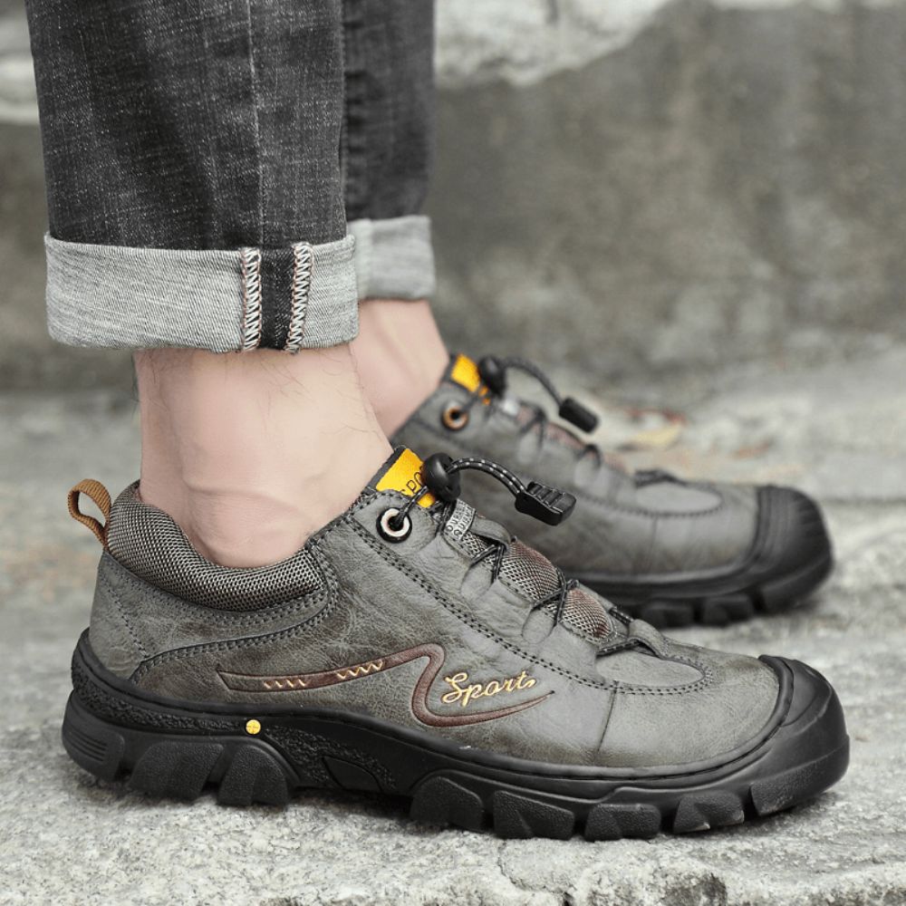 Herren Echtes Leder Rutschfeste Elastische Spitze Lässige Outdoor-Wanderschuhe