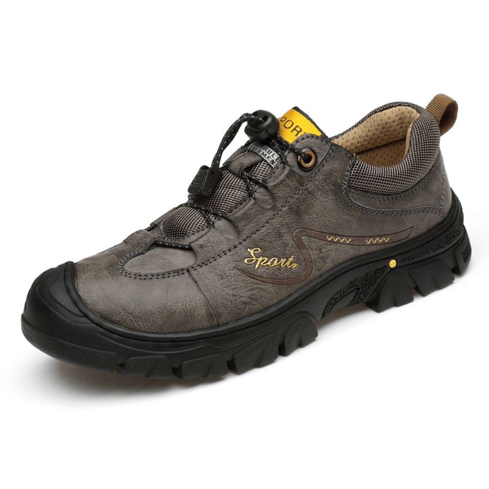 Herren Echtes Leder Rutschfeste Elastische Spitze Lässige Outdoor-Wanderschuhe