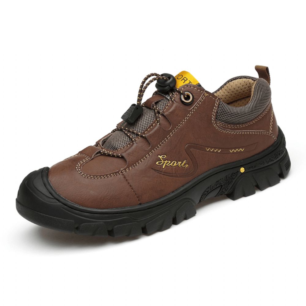 Herren Echtes Leder Rutschfeste Elastische Spitze Lässige Outdoor-Wanderschuhe