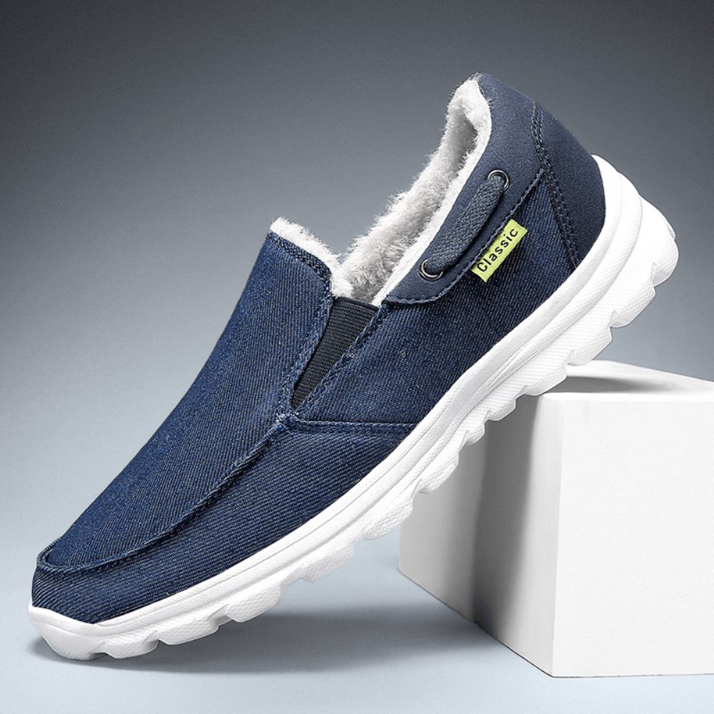 Herren Stitching Cloth Warm Comfy Elastic Slip-On Sport Casual Flache Schuhe